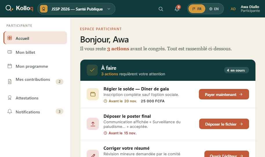 Le module « À faire » en évidence